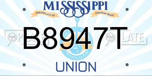 B8947T Mississippi License Plate