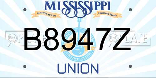 B8947Z Mississippi License Plate