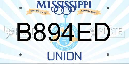 B894ED Mississippi License Plate