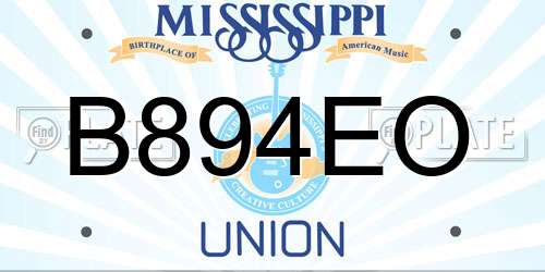 B894EO Mississippi License Plate