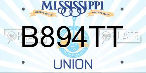 B894TT Mississippi License Plate