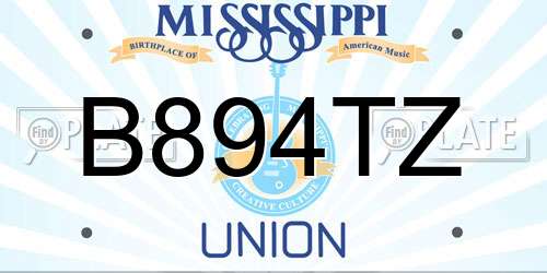 B894TZ Mississippi License Plate