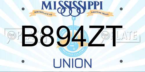 B894ZT Mississippi License Plate