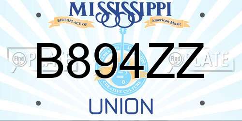 B894ZZ Mississippi License Plate