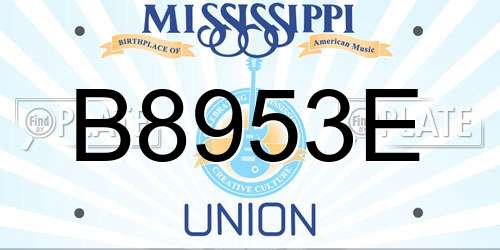 B8953E Mississippi License Plate