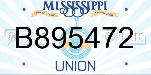B895472 Mississippi License Plate