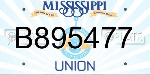 B895477 Mississippi License Plate