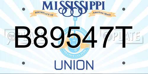 B89547T Mississippi License Plate