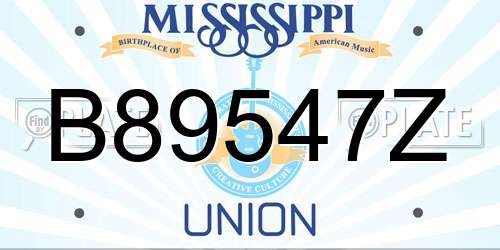 B89547Z Mississippi License Plate