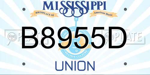 B8955D Mississippi License Plate