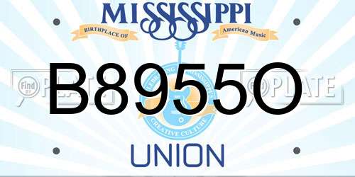 B8955O Mississippi License Plate