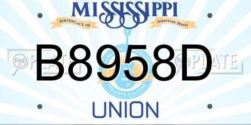 B8958D Mississippi License Plate