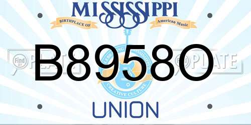 B8958O Mississippi License Plate
