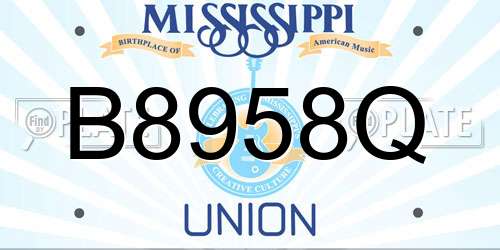 B8958Q Mississippi License Plate