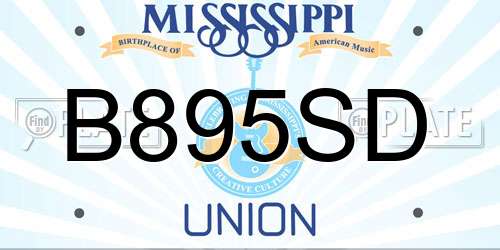 B895SD Mississippi License Plate