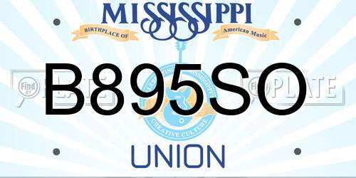 B895SO Mississippi License Plate