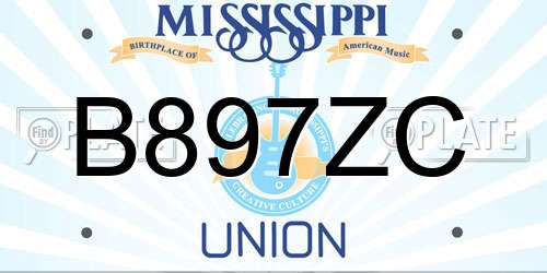 B897ZC Mississippi License Plate