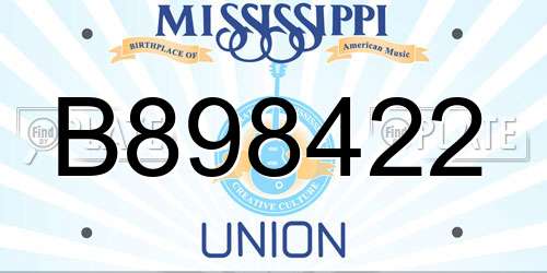 B898422 Mississippi License Plate