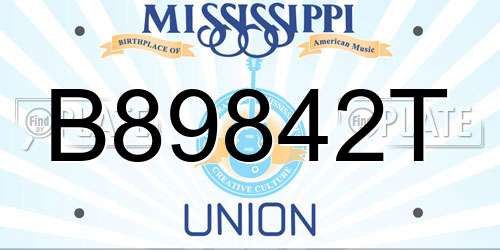 B89842T Mississippi License Plate