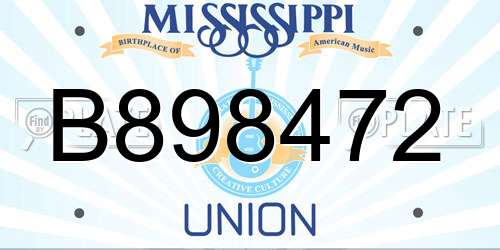 B898472 Mississippi License Plate