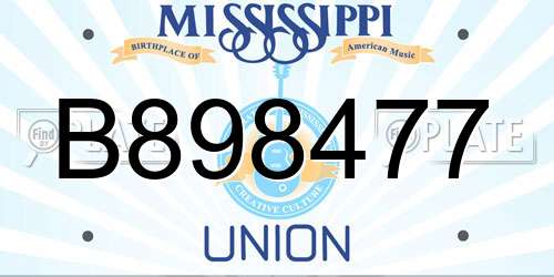 B898477 Mississippi License Plate