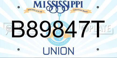 B89847T Mississippi License Plate