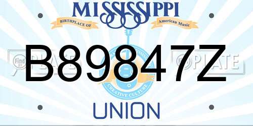 B89847Z Mississippi License Plate