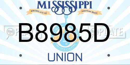 B8985D Mississippi License Plate