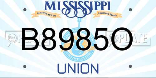 B8985O Mississippi License Plate