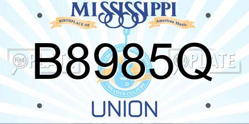 B8985Q Mississippi License Plate