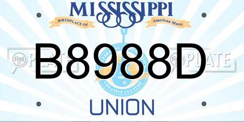 B8988D Mississippi License Plate
