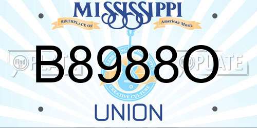 B8988O Mississippi License Plate