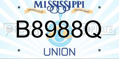 B8988Q Mississippi License Plate