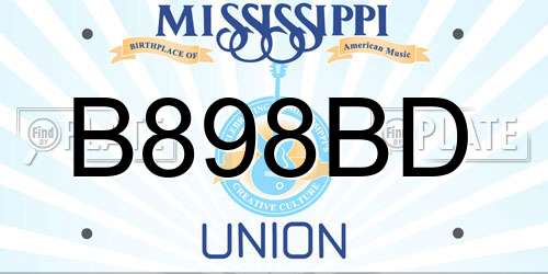 B898BD Mississippi License Plate