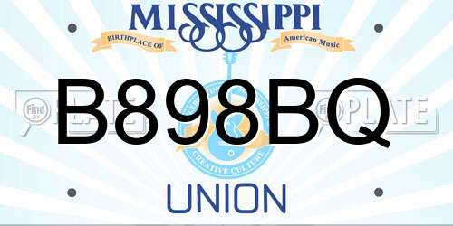 B898BQ Mississippi License Plate