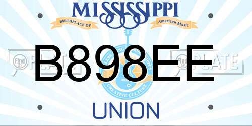 B898EE Mississippi License Plate