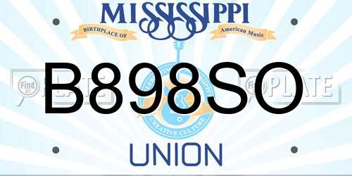 B898SO Mississippi License Plate