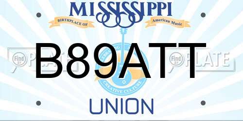 B89ATT Mississippi License Plate