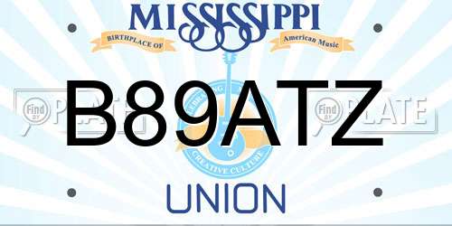 B89ATZ Mississippi License Plate