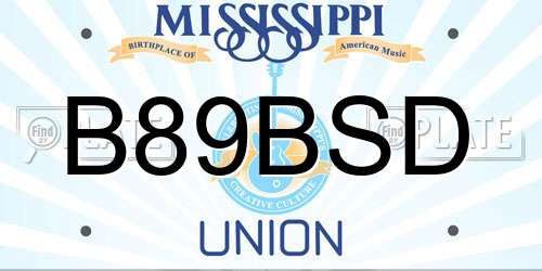 B89BSD Mississippi License Plate