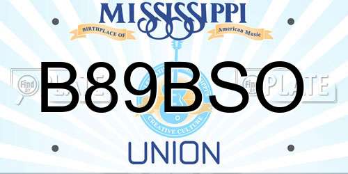 B89BSO Mississippi License Plate