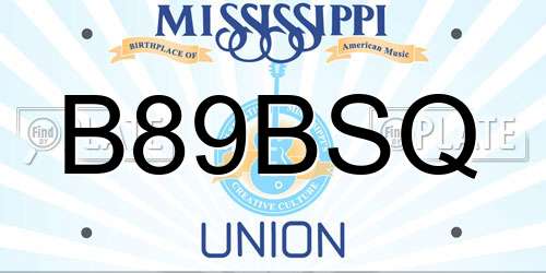 B89BSQ Mississippi License Plate