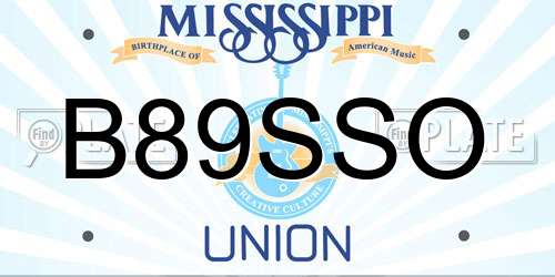B89SSO Mississippi License Plate