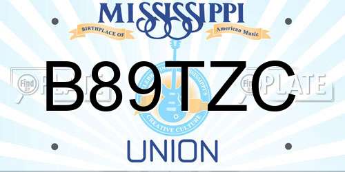 B89TZC Mississippi License Plate