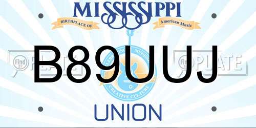 B89UUJ Mississippi License Plate