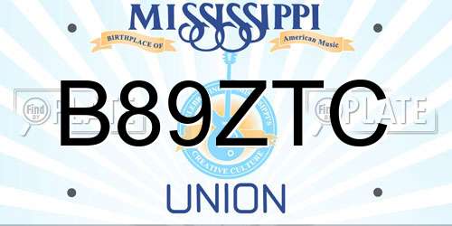 B89ZTC Mississippi License Plate