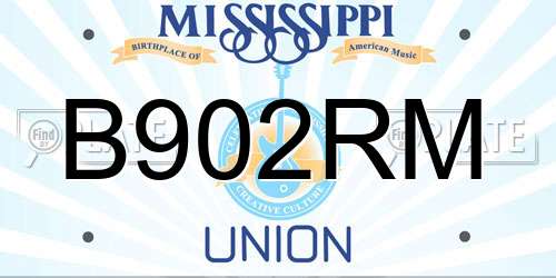B902RM Mississippi License Plate