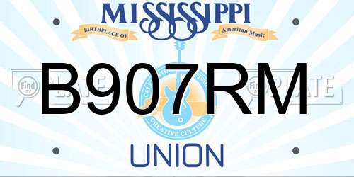 B907RM Mississippi License Plate