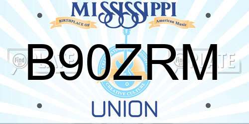B90ZRM Mississippi License Plate