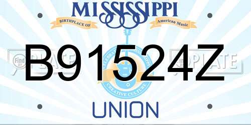 B91524Z Mississippi License Plate